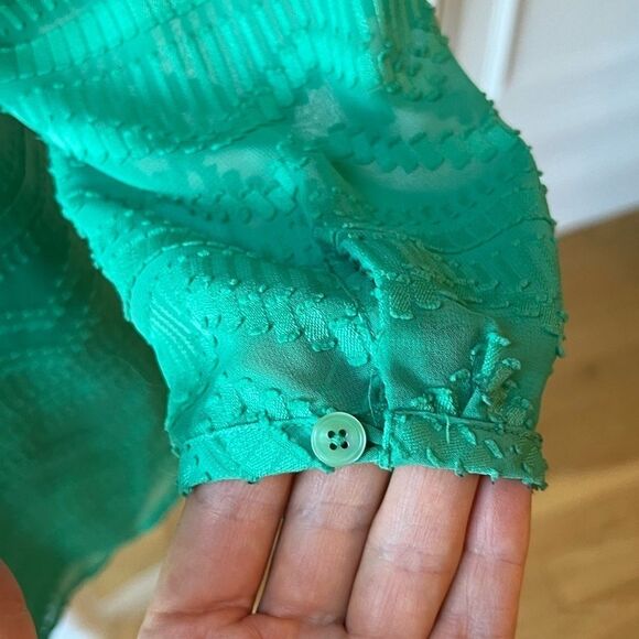 Talbots Green Chevron 3/4 Sleeve Blouse - Picture 14 of 16